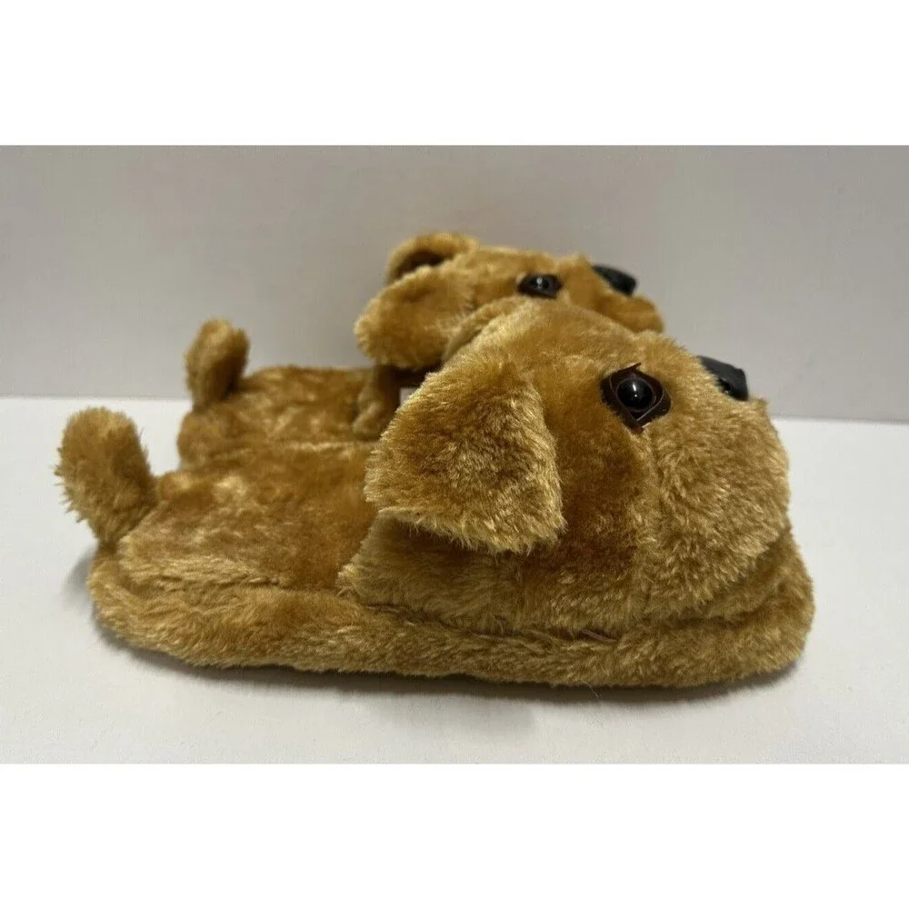 Unbranded size 2/3 plush brown dog slip on house slippers